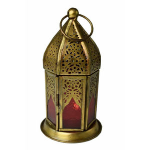 Farol Marroquí de Vidrio y Metal de Diseño Clásico, Acabado Dorado Antiguo, para Decoración del Hogar, Sala de Estar, Jardín, Farol Colgante - Product Image 1