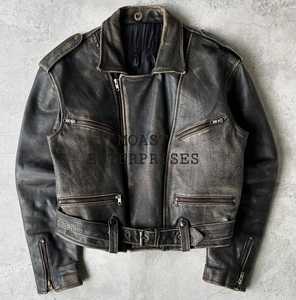 Chaqueta de piel de vaca personalizable de alta calidad Logo Estilo vintage Tela vaquera Liso teñido Cremallera Invierno Servicio OEM disponible - Product Image 4