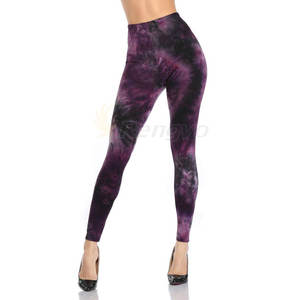 เลกกิ้งพิมพ์ลายมัดย้อมสำหรับผู้หญิงชุดลำลองมีโลโก้ระบายอากาศได้ดีที่เอว - Product Image 1