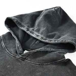 Sweats à capuche grande taille délavés à l'acide OEM avec logo personnalisé hiver hommes 100% tissu doux en coton polaire de haute qualité - Product Image 3