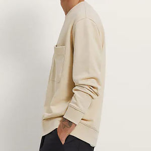 Sweat-shirts en molleton à col montant surdimensionnés en gros, bas côtelés, sweat-shirts en coton mélangé - Product Image 3