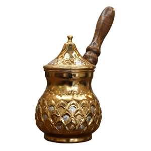 กาต้มกาแฟตุรกีทองเหลืองคุณภาพสูง ขัดเงาสำหรับดื่มกาแฟ กาต้มกาแฟตุรกีแบบวินเทจ อุปกรณ์ครัว - Product Image 1