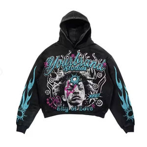 Sudadera con capucha de lana de diseño profesional para hombre, tejido informal, estilo callejero, serigrafiado, ajuste holgado, venta al por mayor para otoño - Product Image 2