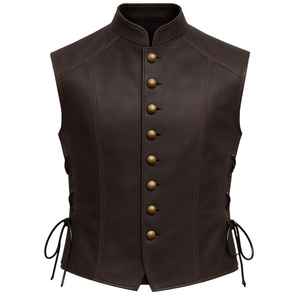 Wholesale Medieval Brown Leather Vest Conceal Carry Cropped Vest OEM Service XS Professional Manufacture high quality - Product Image 1