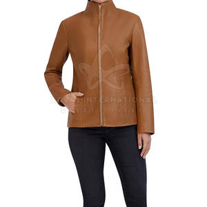 Chaqueta de cuero genuino de Invierno para mujer de mejor diseño con cremallera de moda y transpirable a la venta - Product Image 3