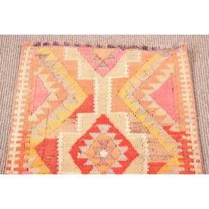 Tapis turc vintage 2x10,6 pieds, tapis en laine camouflage orange rose - Product Image 5