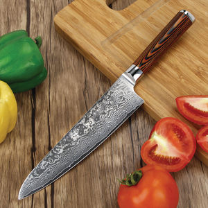 Juego de Chef de cocina japonés de acero de Damasco personalizado hecho a mano cuchillos de verduras de carne de madera Pakka de acero al carbono inteligente de alta calidad - Product Image 2