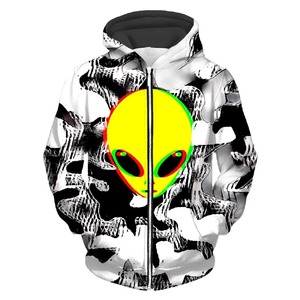 Único Alien Graffiti Impreso Zip Up Hoodie Vintage Street Fashion Abrigo con capucha Diseño de patrón 3D 2025 Nuevas sudaderas con capucha casuales de primavera - Product Image 5