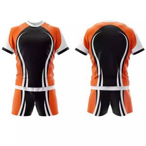 Nouvel ensemble d'uniformes de rugby professionnels 2026, imprimé sur mesure, design noir et orange, haute qualité, respirant, prix de gros - Product Image 3