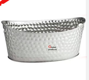 Enfriador de vino de acero inoxidable de metal con acabado plateado de aspecto brillante, Cubo de bebidas de hielo para restaurante y bar de hotel - Product Image 5