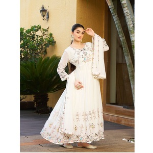 Vestido Anarkali de diseñador elegante de calidad superior en telas ricas para uso festivo, cenas de recepción y grandes celebraciones a la venta - Product Image 1