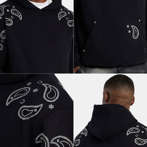 Ensemble de sweat à capuche en coton avec strass personnalisé pour hommes, thermique, design remarquable, coupe confortable et idéal pour le streetwear ou les loisirs décontractés - Product Image 3