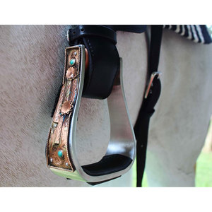 Estribos de Aluminio de 5 Pulgadas para Silla de Montar Occidental, Acabado en Cobre Antiguo, Grabado de Cactus, Estribos Ligeros para Montar a Caballo, Sillas de Montar Occidentales - Product Image 3