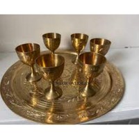 Verres de gobelet de marque antique en aluminium moulé de qualité supérieure plaqué or de haute qualité à un prix impressionnant
