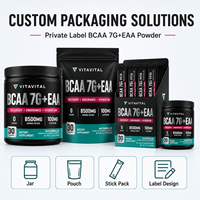 Poudre de BCAA EAA |   Complément alimentaire sportif à base d'acides aminés 8500 mg pour adultes |   OEM ODM Marque privée Étiquette propre Faible MOQ Végétalien