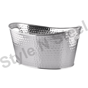 Cubo ovalado grande de metal para vino y cerveza de acero inoxidable con diseño de rayas para fiestas y bebidas - Product Image 2