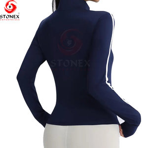Chaqueta de Yoga de Alta Calidad para Mujer, Sólida, de Spandex/Nailon, Cómoda, de Manga Larga, con Cierre, de Secado Rápido, Sin Costuras, de Cintura Alta, para Fitness - Product Image 4