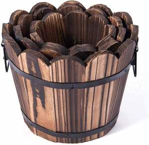 Pots de fleurs en bois de manguier indien sculptés à la main, jardinière de ferme vintage marron foncé, décoration d'intérieur, jardin à vente chaude - Product Image 2