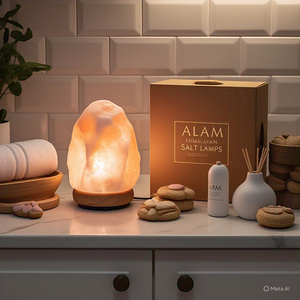 GMP Authenticated Natural Himalayan Salt <b>Lamp</b> Various Sizes Shapes Electric Cord Bulb Organic Material Complete Package Flower - Product Image 1