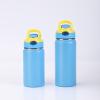 Botol Minum Anak dengan Sedotan, Botol Stainless Steel Terisolasi dengan Tutup Pegangan Pop Up
