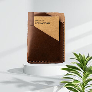 ที่ใส่บัตรหนังวัวแท้แบบพับสองใบโลโก้ออกแบบได้ตามต้องการ - Product Image 6