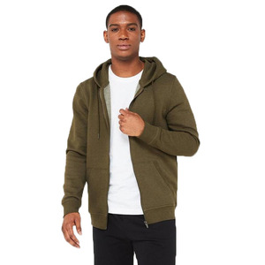 Sweat à capuche zippé athlétique pour homme, design professionnel, poignets et ourlet côtelés, imprimé graphique, streetwear, sweat à capuche zippé pour homme - Product Image 1