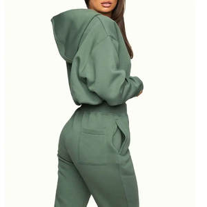 2024 estilo caliente personalizado mujer entrenamiento pulóver Sudadera con capucha hombro caído transpirable cintura elástica Sexy corto Tops estilo Casual - Product Image 3