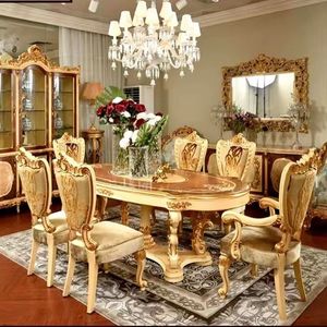 Juego de mesa y silla de comedor de lujo de madera moderno perfecto para interiores tradicionales que ofrecen comodidad y elegancia - Product Image 1