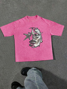 T-shirt imprimé vintage pour hommes délavés à l'acide/lavés avec du coton doux 100% fabriqué au Pakistan - Product Image 2