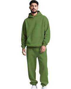 Conjunto Deportivo Personalizado para Hombre, Sudadera con Capucha y Pantalones de Felpa Verde Oliva, Estilo Casual de Invierno, Sudadera con Capucha y Pantalones Deportivos para Hombre - Product Image 1