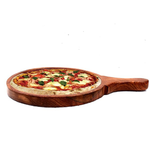 Coupe-pizza en bois de manguier fait à la main poignée confortable plateau de service planche de charcuterie Logo personnalisé et boîte emballée cadeau décorer - Product Image 4