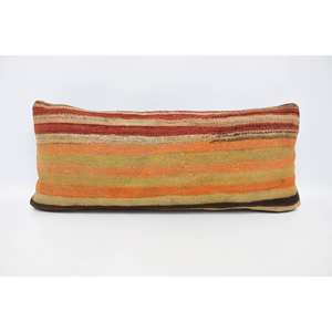 Cojín de lana a rayas bohemio naranja de lujo de 16x36 pulgadas, cojín decorativo tejido con patrón Vintage para coche y suelo - Product Image 1