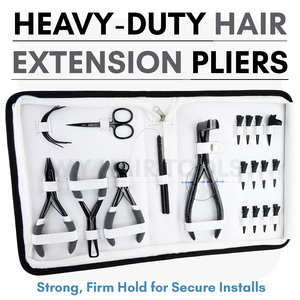 Professional Hair Extension Tools Stainless Steel Hair Extension <b>Pliers</b> <b>Sets</b> Kit With pulling hook loop Needle sectioning clips - Product Image 5