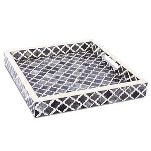 Motif marocain inspiré Chic gris 12x12 décor à la maison moderne cuisine artistique plateau de service élégant plateau ottoman pour un usage domestique - Product Image 5