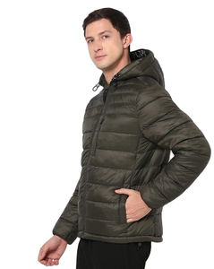 Veste d'hiver matelassée en duvet de canard blanc sur mesure OEM avec col en fourrure pour homme, rembourrage à la taille tricoté, matelassée, vente en gros - Product Image 5