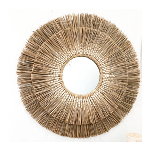 Vietnam Wholesaler High Quality Handmade round Seagrass <b>Mirror</b> Rustic Wall Mounted Hanging Decoration - Product Image 1