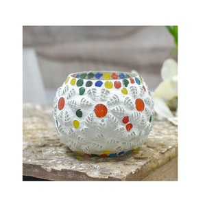 Portavelas de cristal ámbar mosaico comedor fiesta boda hecho a mano regalo romántico Luz de té para decoración del hogar - Product Image 1