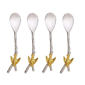 Silver & Gold Plated Brass Bird Design Flatware <b>Small</b> Coffee <b>Spoon</b> for Home Use Hotel Metal Utensils - Product Image 1