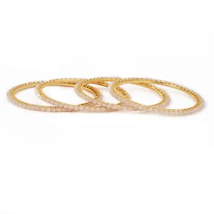 4 Pc Delicate Antique Bangles with Gold Plating 203298 Pink Handmade Jewellery Exporter in India