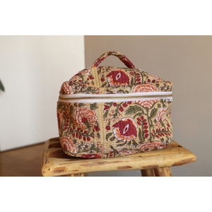 กระเป๋าเครื่องสำอางผ้าฝ้ายวินเทจขนาดใหญ่ ปิดด้วยซิป เป็นมิตรกับสิ่งแวดล้อม ทนทาน กันน้ำ เหมาะสำหรับการเดินทาง ใช้เก็บเครื่องสำอาง ปรับแต่งได้ - Product Image 1