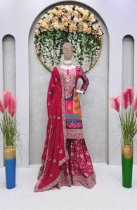 Costume Salwar en soie de qualité supérieure avec broderie à la mode et Dupatta pour les occasions de fête Prix d'exportation disponible - Product Image 3