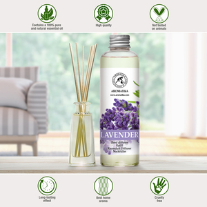 Recharge liquide pour diffuseur d'arômes Aromatika à la lavande naturelle 200 ml, parfum d'ambiance longue durée, huile pour diffuseur à bâtonnets - Product Image 3
