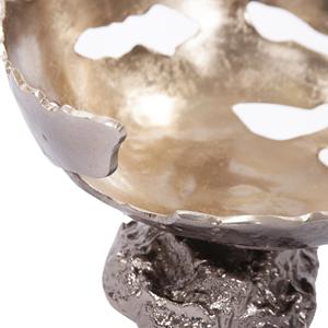 Bol en métal poli finition antique avec base sculptée unique pour centre de table de fête et décoration intérieure de luxe écologique - Product Image 2