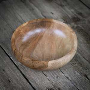 Bol rond en bois fait à la main fabriqué à partir de bois naturel, parfait pour servir des collations à salade ou un décor rustique écologique. - Product Image 1