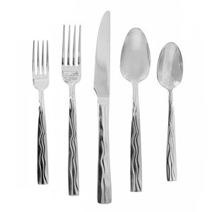 2 Color Handle Silver Color Plated Finished Stainless Steel Flatware <b>Dishwasher</b> Safe Cutlery For Hotel Cafe Use Set Of 5 Pieces - Product Image 1