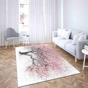 Alfombra Estampada: Alfombra de Pasillo con Diseño de Árbol Rosa, Alfombra de Baño con Paisaje, Alfombra Delgada No Tejida - Product Image 3