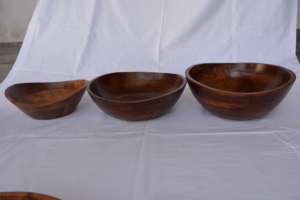 top selling 100% wooden Eco-Friendly Wooden 3 <b>Bowls</b> <b>set</b> High Quality Disposable and Serving <b>Bowls</b> for Hotels and Restaurants - Product Image 2