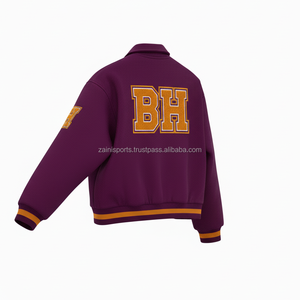 Chaquetas universitarias con bordado de logotipo personalizado para mujer, venta al por mayor, ropa de calle de béisbol, Mangas de cuero, prendas de vestir sólidas, chaqueta universitaria para mujer - Product Image 5