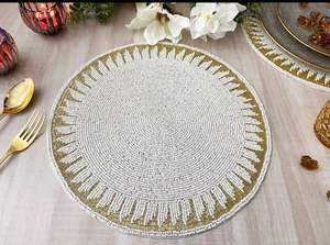 Luxury Beaded Handmade <b>Placemat</b> Rich Look <b>Gold</b> Decorative Centre Piece - Product Image 2