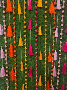 Guirlande de pompons de mariage mexicain et indien 20 à 100 guirlandes de pompons guirlande pour Mehndi, Haldi, Diwali et décorations de fête - Product Image 2